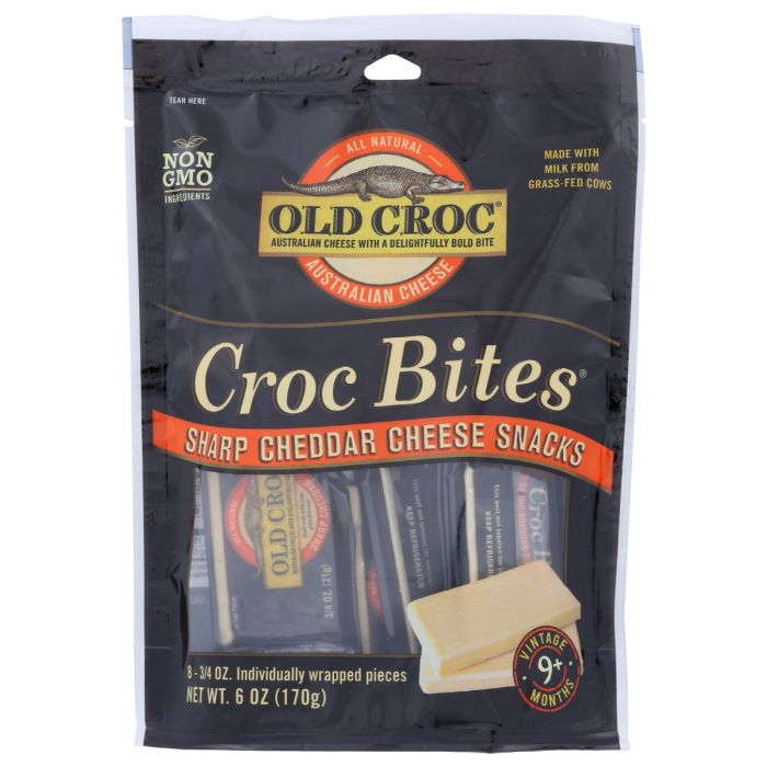 OLD CROC: Croc Bites Sharp Cheddar Cheese Snacks 8ct, 6 oz