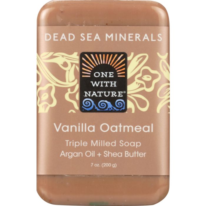 ONE WITH NATURE: Dead Sea Mineral Bar Soap Mild Exfoliating Vanilla Oatmeal, 7 oz