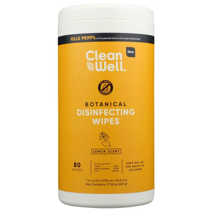 CLEANWELL: Wipes Disinfecting Lemon, 80 pc