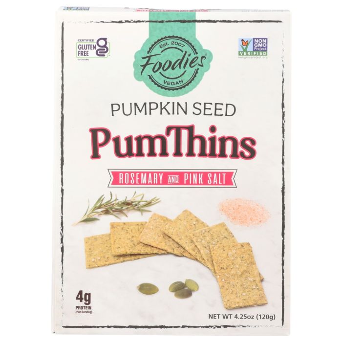 FOODIES: PumThins Rosemary & Pink Salt Crackers, 4.25 oz