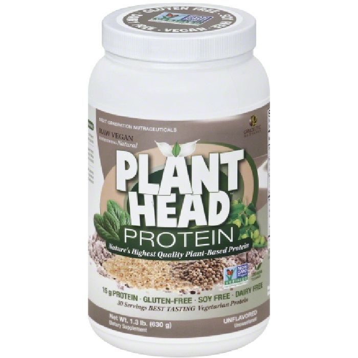 GENCEUTIC NATURALS: Plant Head Protein Unflavored, 1.3 lb