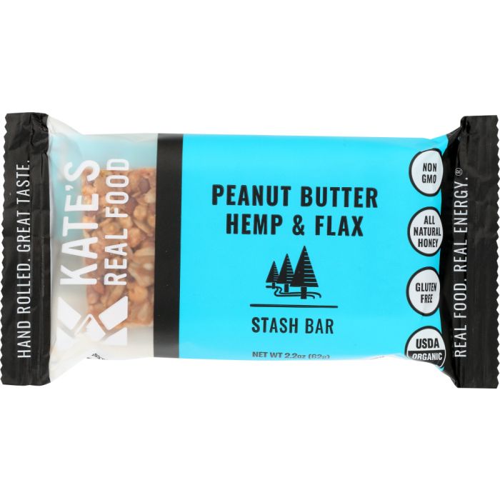 KATES REAL FOOD: Peanut Butter Hemp & Flax Bar, 2.2 oz