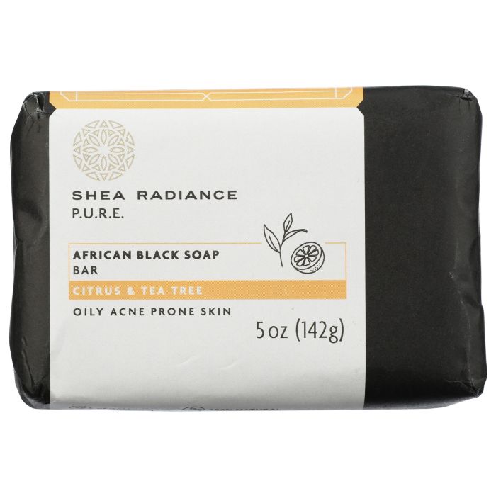 SHEA RADIANCE: African Black Soap Bar Citrus Tea Tree Oil, 5 oz