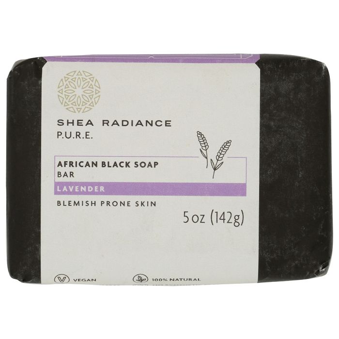 SHEA RADIANCE: African Black Soap Bar Lavender, 5 oz