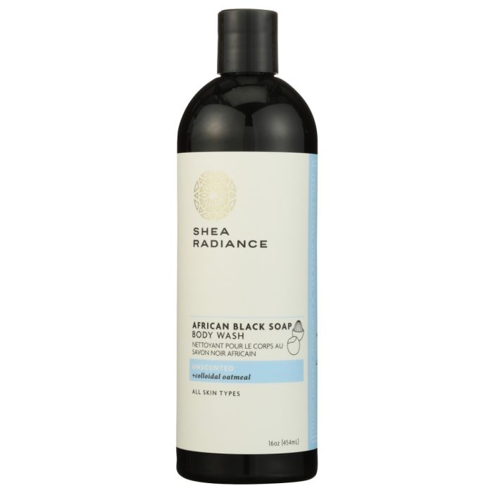 SHEA RADIANCE: African Black Soap Body Wash Unscented, 16 oz