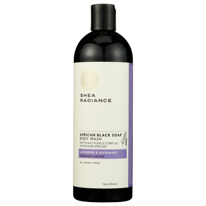 SHEA RADIANCE: African Black Soap Body Wash Lavender and Rosemary, 16 oz