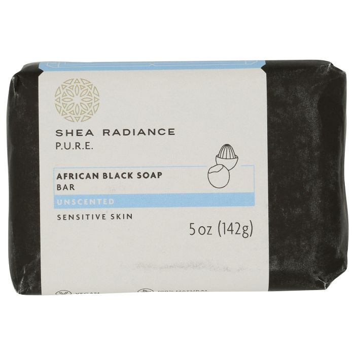 SHEA RADIANCE: African Black Soap Bar Unscented, 5 oz