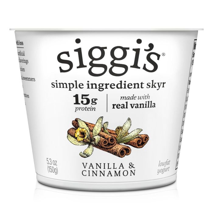 SIGGIS: Skyr Vanilla & Cinnamon Low Fat Yogurt, 5.3 oz