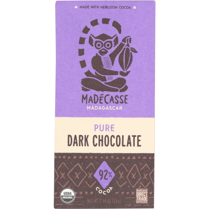 MADECASSE: Pure Dark Chocolate Bar 92% Cocoa, 2.64 oz