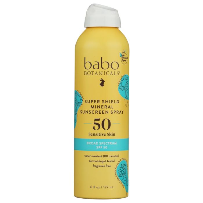 BABO BOTANICALS: Super Shield Mineral Sunscreen Spray SPF50, 6 oz