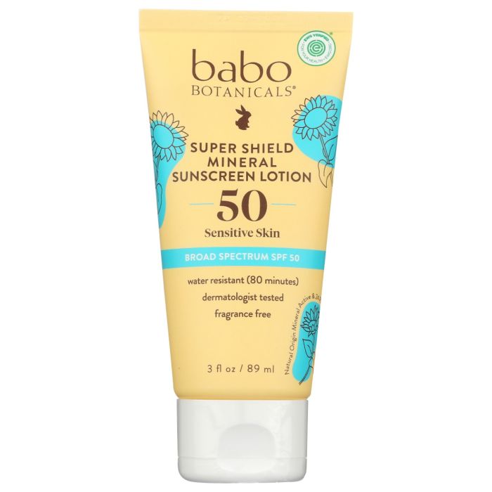BABO BOTANICALS: Super Shield Mineral Sunscreen Lotion Spf50, 3 fo