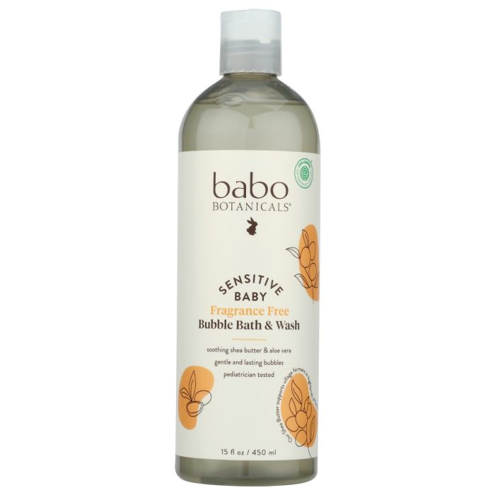 BABO BOTANICALS: Sensitive Baby Fragrance-Free Bubble Bath & Wash, 15 oz