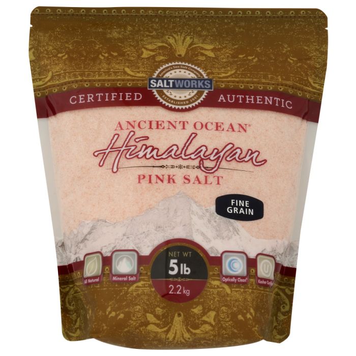 SALTWORKS: Himalayan Pink Salt Fine Grain, 5 lb