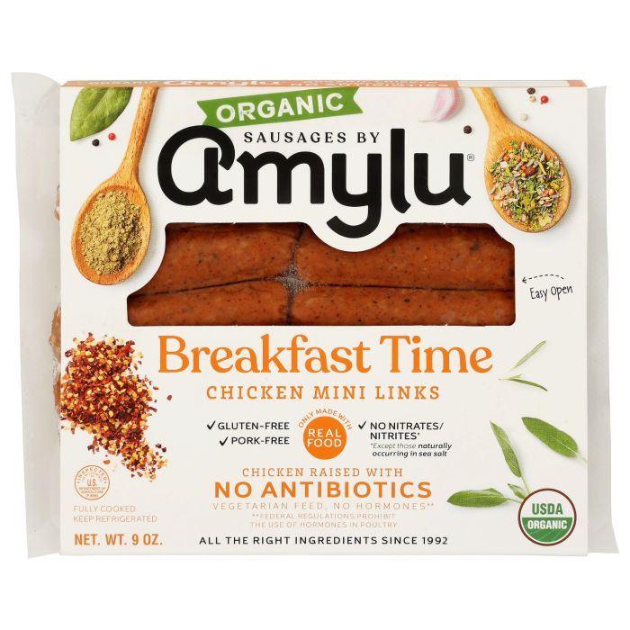 AMYLU FOODS: Breakfast Time Mini Links Chicken Sausage, 9 oz
