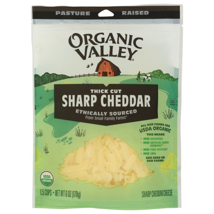 ORGANIC VALLEY: Sharp Cheddar Cheese Thick Cut Off the Block, 6 oz