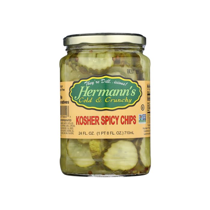 HERMANNS: Pickle Kosher Spicy Chips, 24 oz