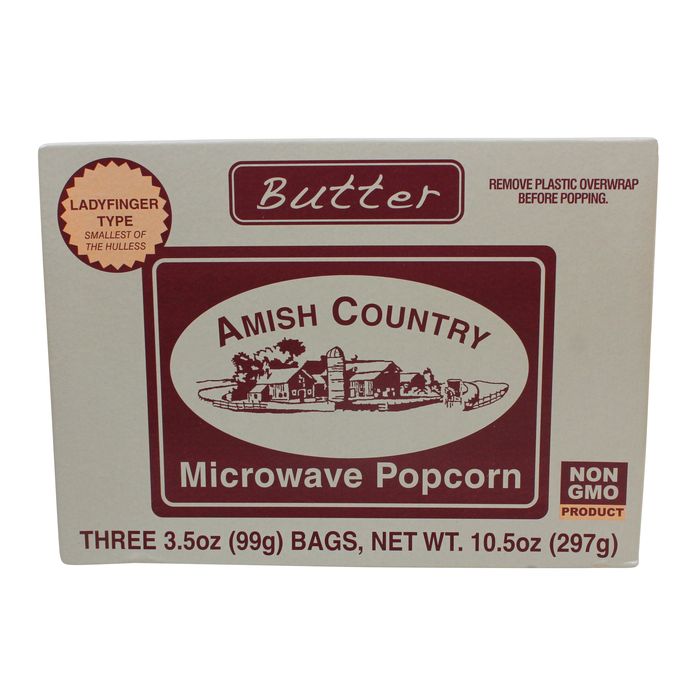 AMISH COUNTRY: Ladyfinger Butter Microwave Popcorn 3 Count, 10.5 oz