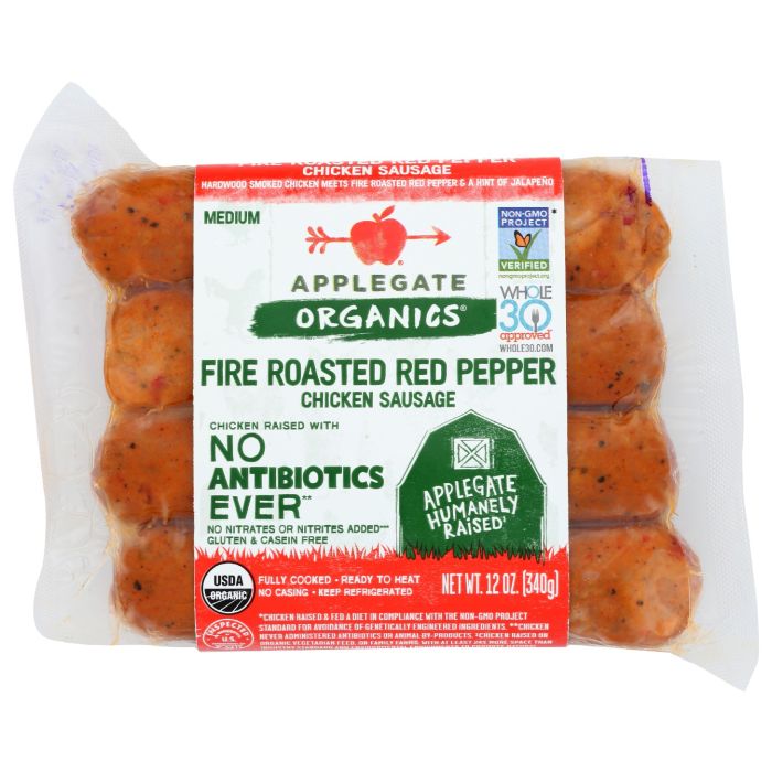 APPLEGATE: Organic Fire Roasted Red Pepper Chicken Sausage, 12 oz