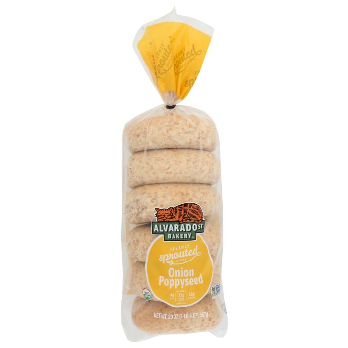 ALVARADO STREET BAKERY: Sprouted Wheat Onion Poppyseed Bagel, 20 oz