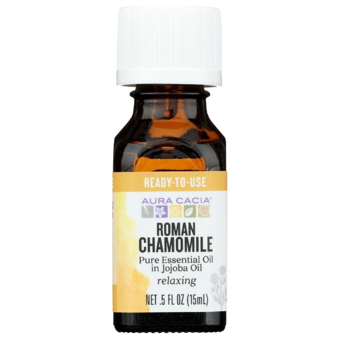 AURA CACIA: Precious Essential Oil Roman Chamomile in Jojoba Oil, 0.5 oz