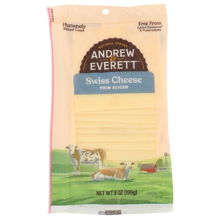 ANDREW & EVERETT: Swiss Sliced Cheese, 7 oz
