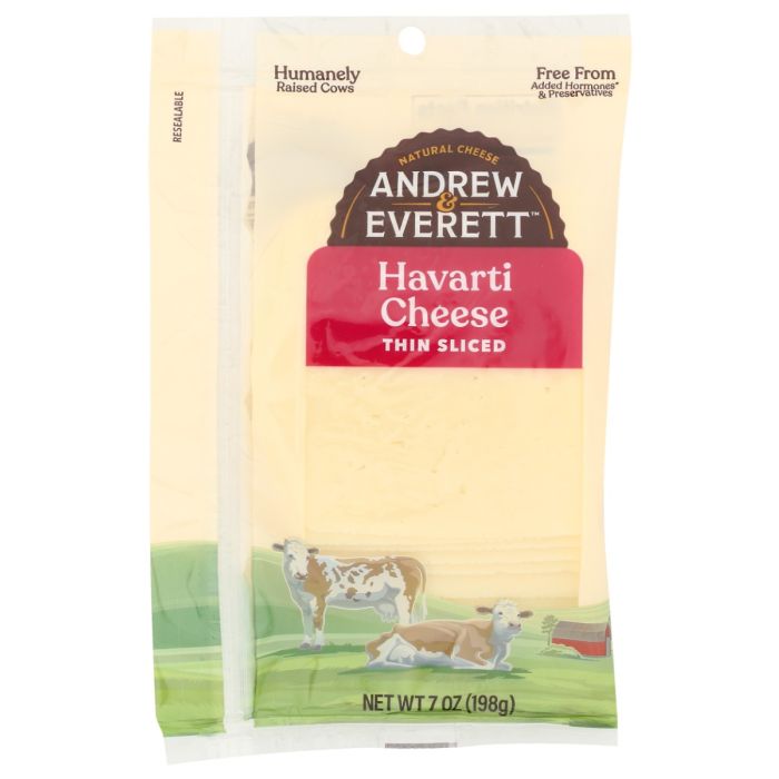 ANDREW & EVERETT: Havarti Sliced Cheese, 7 oz