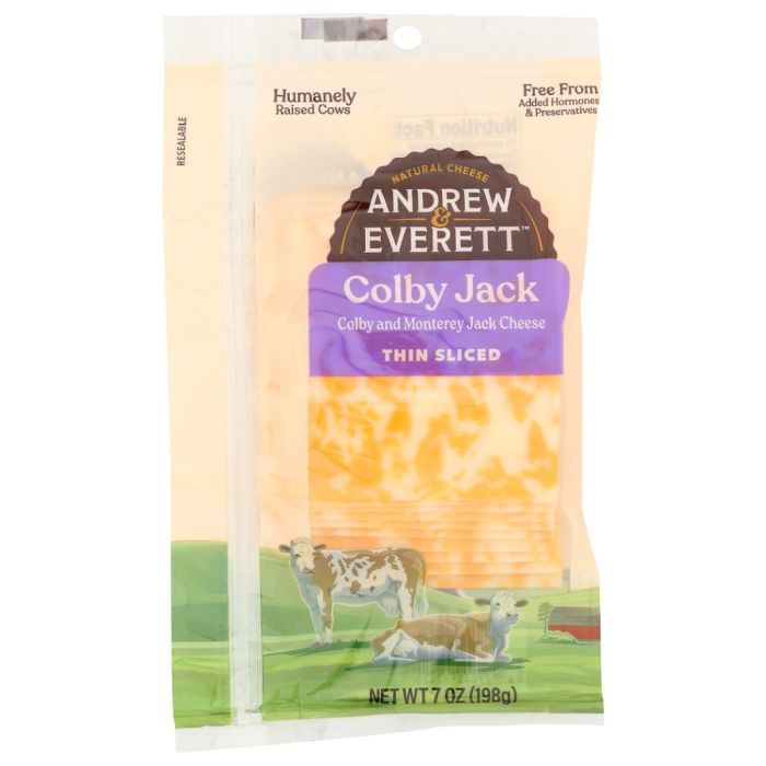 ANDREW & EVERETT: Colby Jack Sliced Cheese, 7 oz