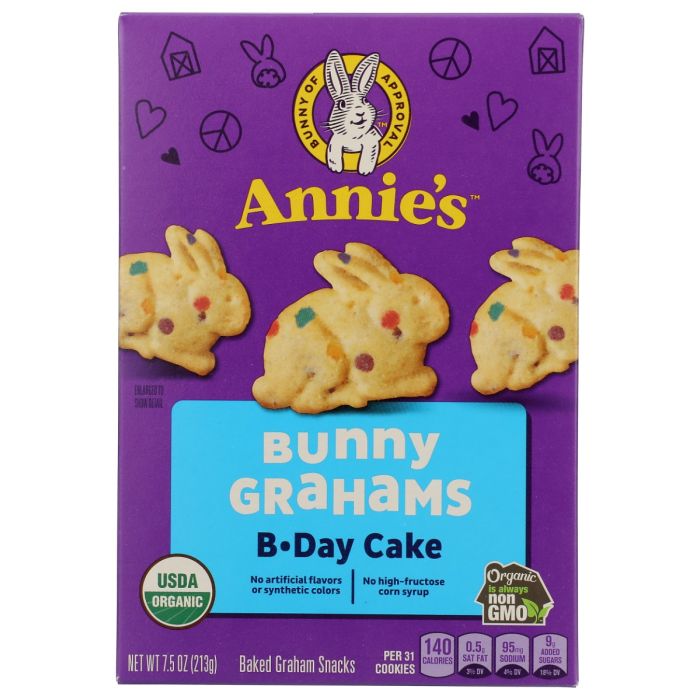ANNIES HOMEGROWN: Organic Birthday Cake Bunny Grahams Snack, 7.5 oz