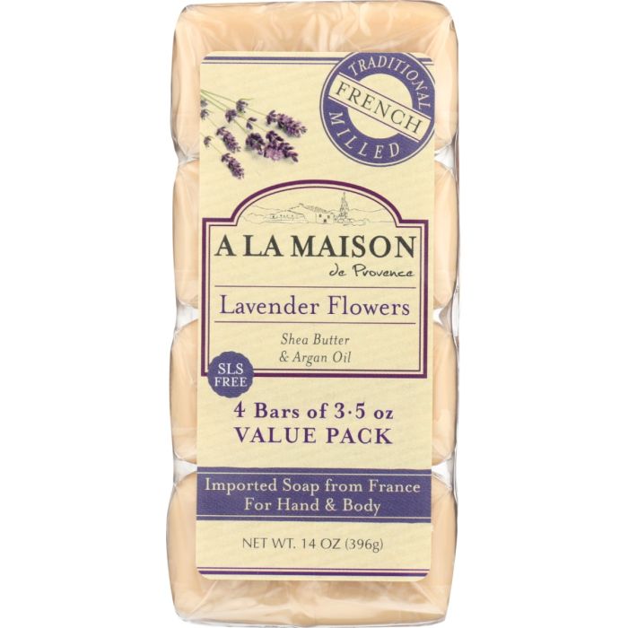 A LA MAISON DE PROVENCE: Lavender Flowers Bar Soap 4pk, 14 oz