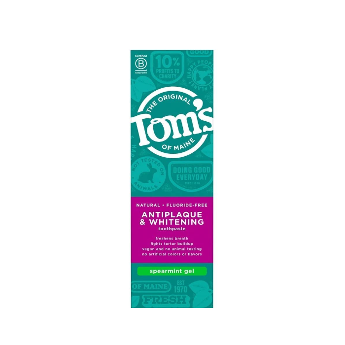 TOMS OF MAINE: Fluoride Free Antiplaque and Whitening Gel Spearmint, 4 oz