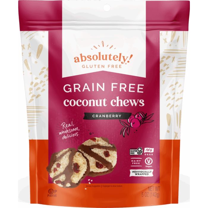 ABSOLUTELY GLUTEN FREE: Coconut Chews With Cranberry, 5 oz
