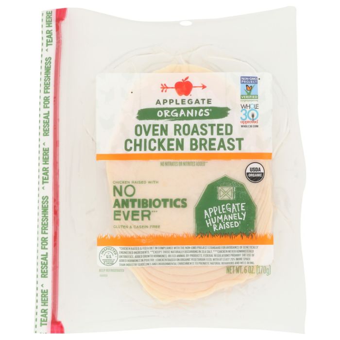 APPLEGATE: Organics Oven Roasted Chicken Breast, 6 oz