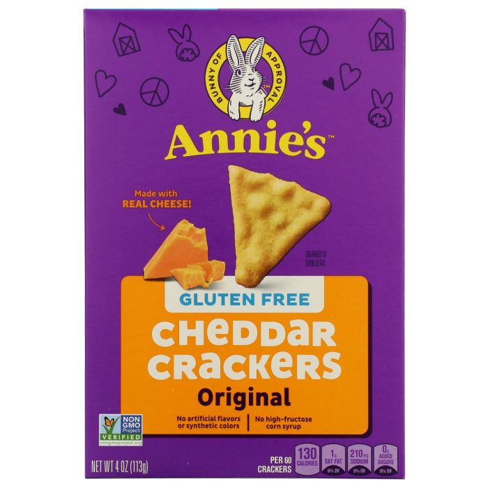 ANNIES HOMEGROWN: Cheddar Crackers Gluten Free, 4 oz