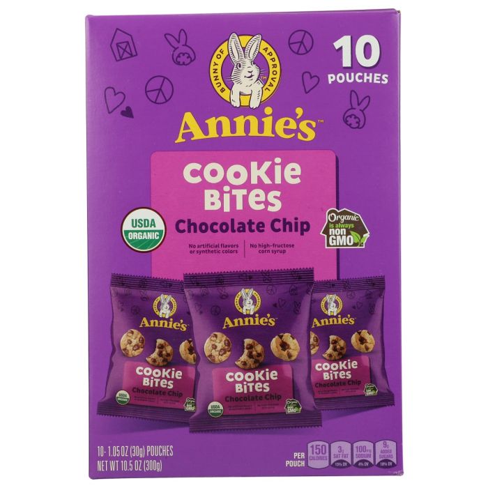 ANNIES HOMEGROWN: Organic Chocolate Chip Cookie Bites 10 Count, 10.5 oz