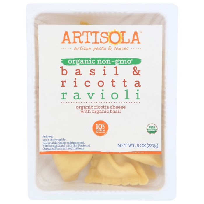 ARISTOLA: Organic Basil and Ricotta Ravioli, 8 oz