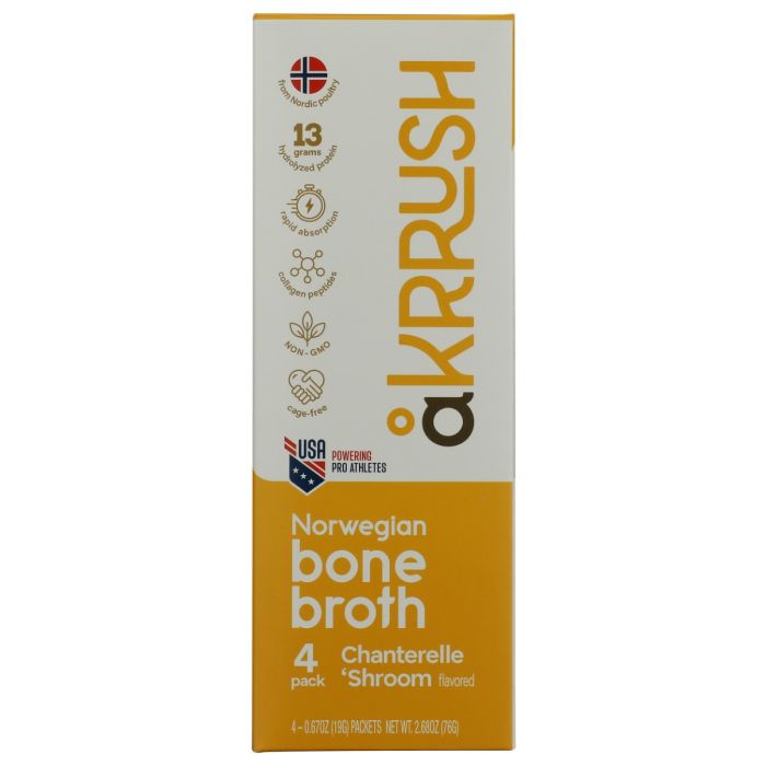 AKRRUSH: Chanterelle Mushroom Norwegian Bone Broth 4 Count, 2.52 oz