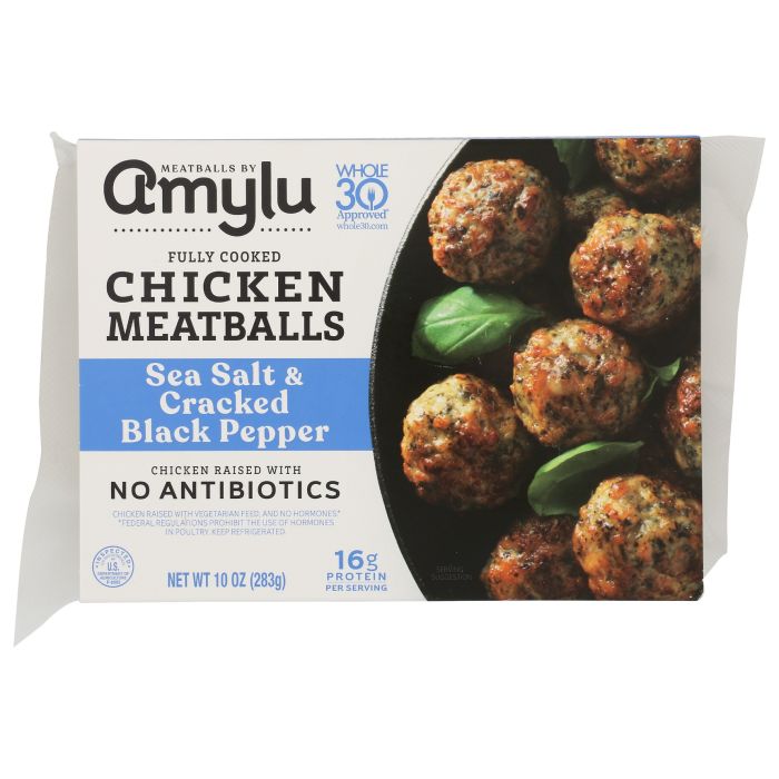 AMYLU FOODS: Sea Salt and Cracked Black Pepper Chicken Meatball, 10 oz