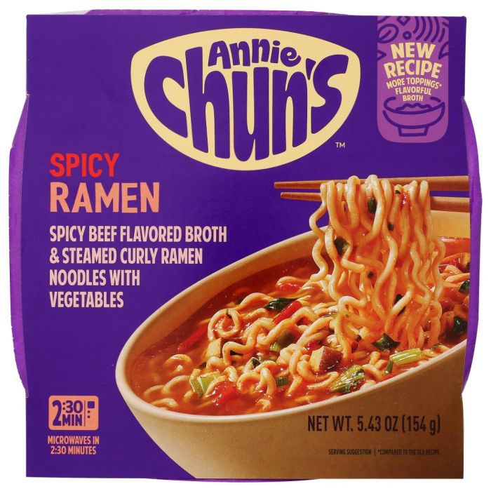 ANNIE CHUNS: Spicy Ramen Soup Bowl with Vegetables, 5.43 oz