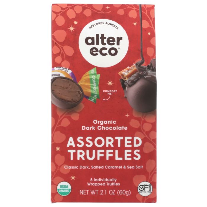 ALTER ECO: Holiday Assorted Chocolate Truffles Medley, 2.1 oz