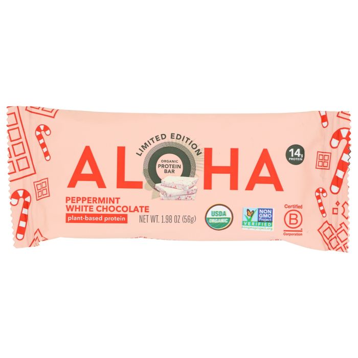 ALOHA: Peppermint White Chocolate Bar, 1.98 oz