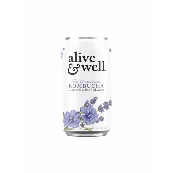ALIVE AND WELL KOMBUCHA: Lavender and Blue Mallow Kombucha, 12 fo