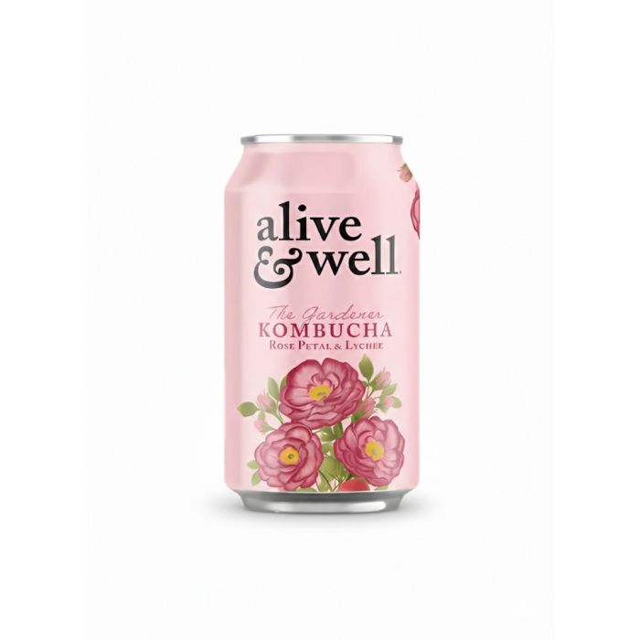 ALIVE AND WELL KOMBUCHA: Rose Petal and Lychee Kombucha, 12 fo