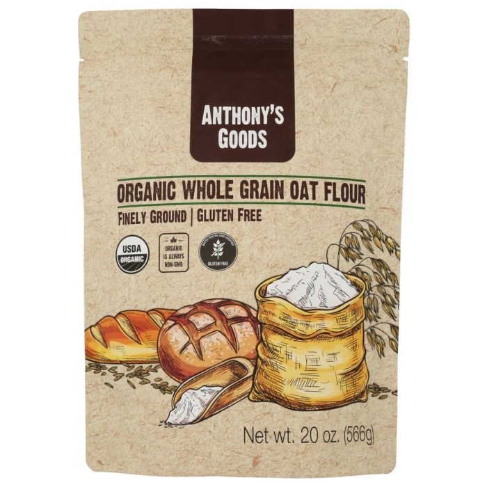 ANTHONYS GOODS: Organic Whole Grain Oat Flour, 20 oz