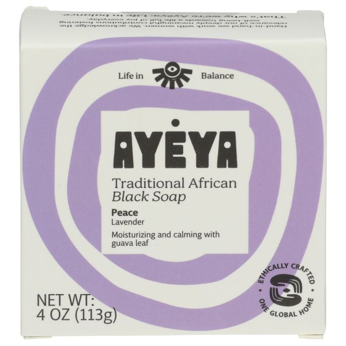 AYEYA: Peace African Black Soap Bar, 4 oz
