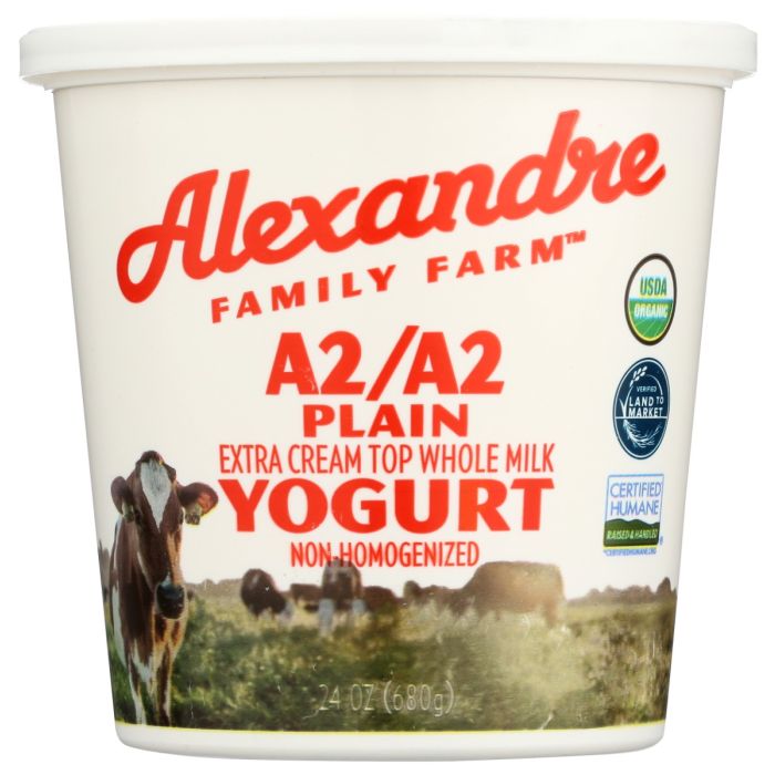 ALEXANDRE FAMILY FARM: A2 A2 Organic 6 Percent Whole Plain Yogurt, 24 oz