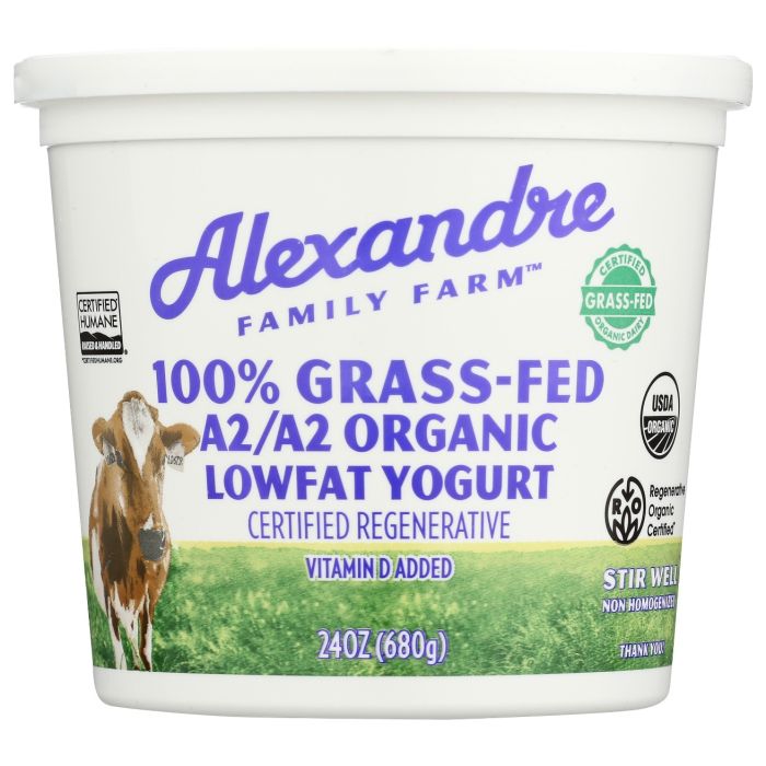 ALEXANDRE FAMILY FARM: A2 A2 Organic 100 Percent Grassfed Low Fat Yogurt, 24 oz