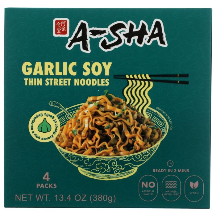 ASHA: Garlic Soy Noodles 4 Count, 13.4 oz