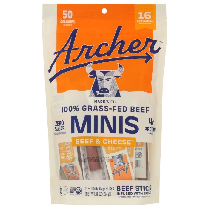 ARCHER: Beef and Cheese Mini Sticks 16 Count, 8 oz