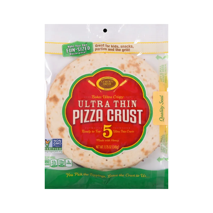 GOLDEN HOME: Ultra Thin and Ultra Crispy Pizza Crusts 7Inch, 8.75 oz