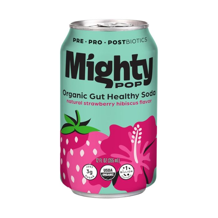 MIGHTY POP: Strawberry Hibiscus Soda, 12 fo